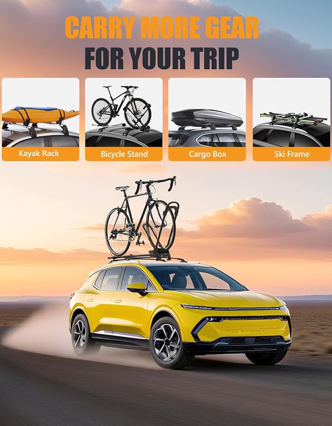 KINGGERI Cross Bars Roof Rack Compatible with Chevy Chevrolet Equinox EV 2024-2026 with Flush Side Rails，Aluminum Roof Rails Crossbars Rooftop Cargo Basket Carrier Bag Luggage Rails Black Accessories