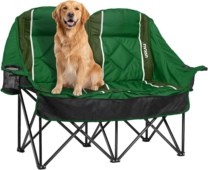 Oversized Double Camping Chair - 2 Person Folding Loveseat for Campfire Snuggle Freedom, Heavy Duty 660LBS Support with Frustration-Free Oversized Carry Bag, Perfect for Couples, Dogs & Sports