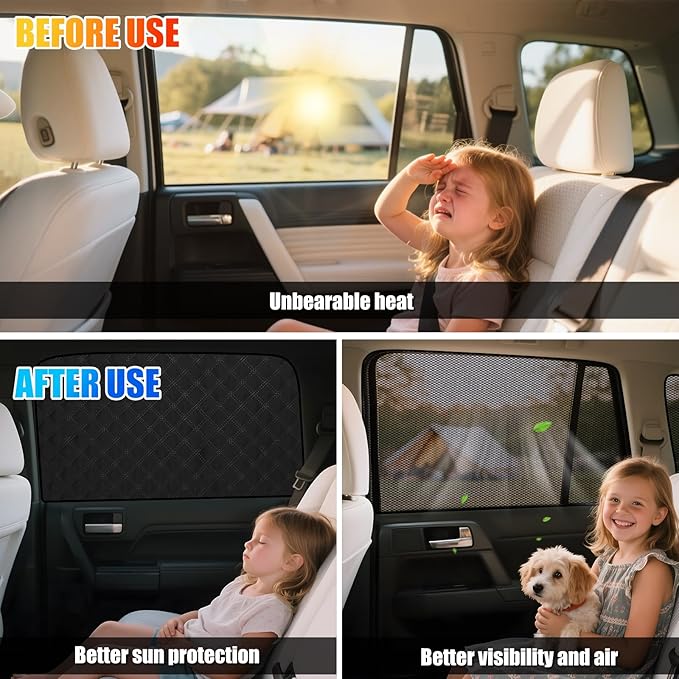 ZATOTOO Car Window Shades for Toyota 4Runner 2017-2024 Sun Shade for Side Window & Rear Windshield Double Layer for Privacy Protection UV Heat Insulation for Camping Nap Parking(No Front Windshield)
