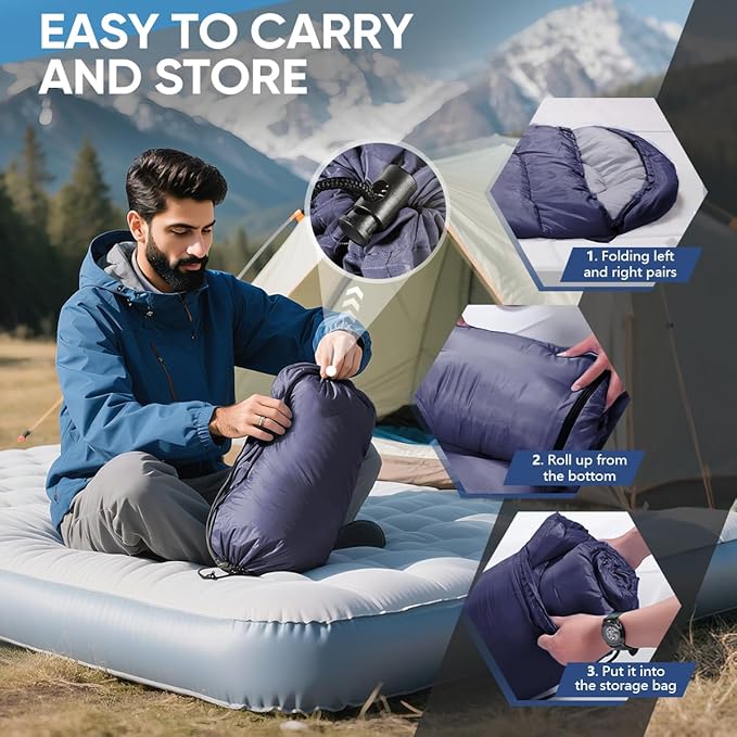 OBTANIM Sleeping Bags Portable Waterproof Camping Sleeping Bag for Adults Kids 4 Seasons Cold Weather or Warm Backpacking Hiking Travel Indoor Outdoor Use