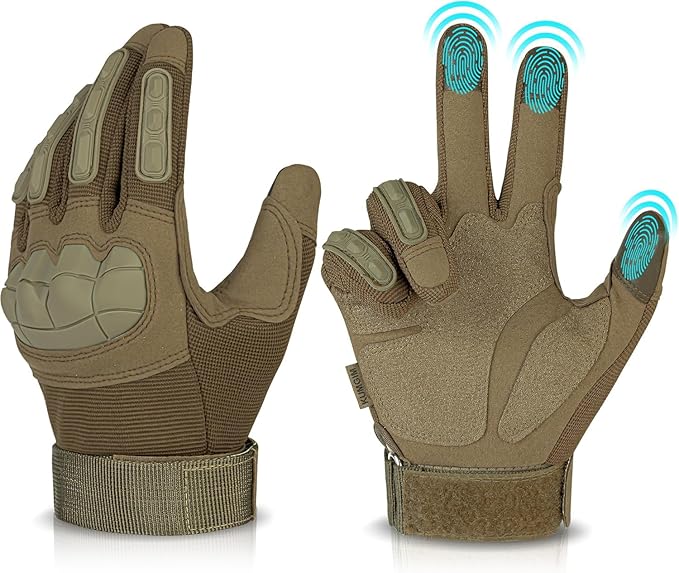 KUMGIM Tactical Gloves for Men, Motorcycle Military Combat Gloves Black Airsoft Gloves Touchscreen for Airsoft Outdoor Hunting Shooting Paintball Work Motorcycling Climbing