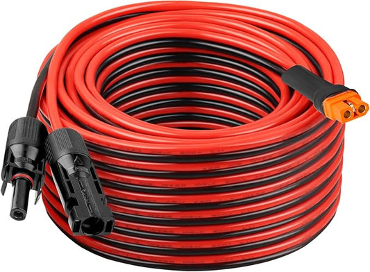 10AWG 50FT Solar to XT60i Extension Cable 3 6 10 35 50 75 100FT Heavy Duty Adapter Cable Connector XT60i Wire for Portable Power Station, Solar Panel, RV, Battery