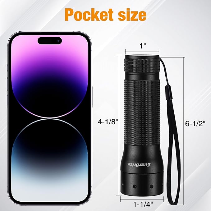 EverBrite Mini Flashlight, Zoomable LED Flash Light, 3 Modes, 3AAA Batteries Included, Handheld Small Flashlight for Camping, Emergency, Home – Black, Christmas Gifts
