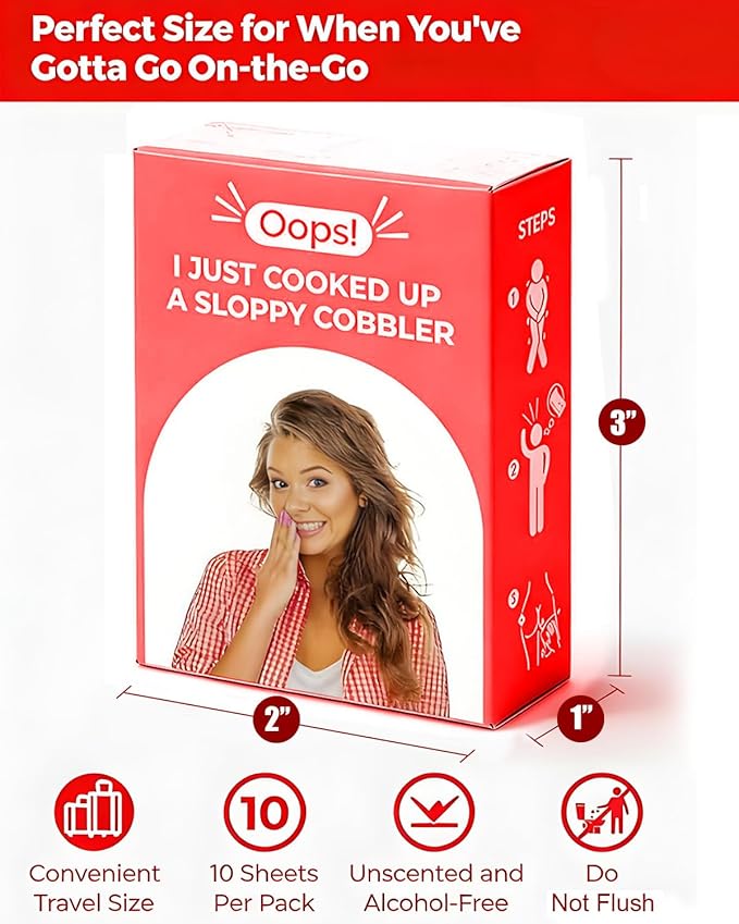 Funny Sharting Survival Set - Gag Gifts for Men, Boyfriend, Husband Birthday - Emergency Potty Humor Prank Gift Includes 2pcs Wet Wipes & 2pcs Toilet Paper - Hilarious Fart Novelty Gift for Adults