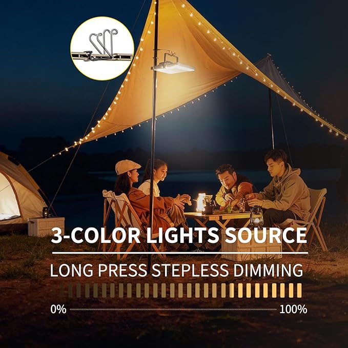 1500LM Folding Portable LED Camping Lantern, Rechargeable Camping Light,USB-C Work Light,5 Modes 3 Light Sources,1/4" Screw Adapter Tent Lights,Floodlight for Hiking,Power Outages,Garage,Job Lighting