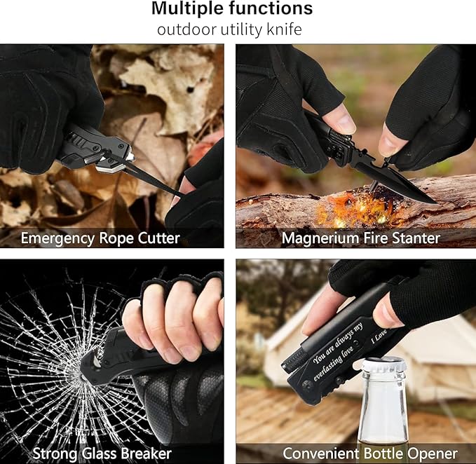 Personalized Gifts for Men,Engraved Pocket Knife with 6 Functions,Custom Gifts for Dad,boyfriend,Husband