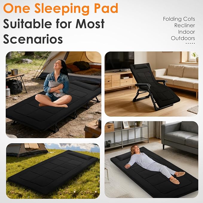COLMERD Portable Camping Cot Mattress 80 x 36 Inches Sleeping Mat with Waterproof Anti-Slip Bottom Floor Mattress Easy to Carry for Guest Tent Lawn Yard Camping Cot Easy to Store