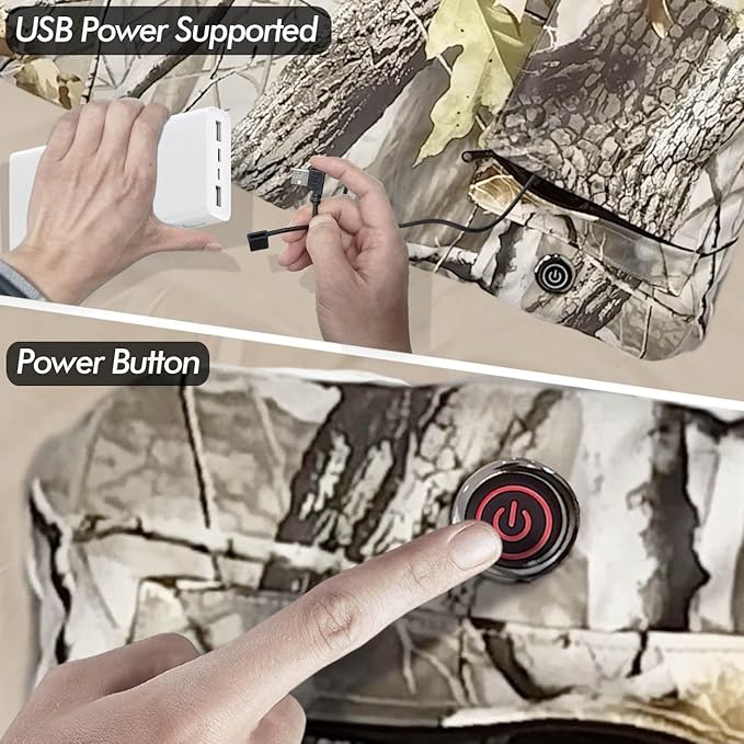 Heated Sleeping Bag pad, 3 Adjustable Temperature Levels, Operated by 5V/2A USB Power Supply(A-Woods, 76" x 24")