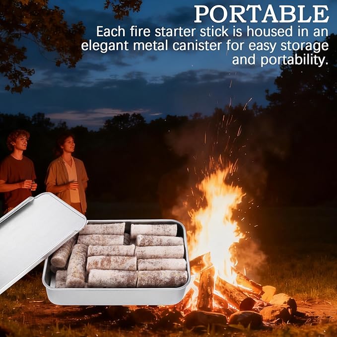 Fire Starter Plugs, 25-Pack, Long Burning Windproof Starters for Campfire, BBQ, Fireplace, Chimney