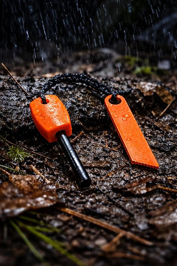 Fire Starter Magnesium Rod – Waterproof Ferro Rod with Striker – 20,000+ Strikes – Camping, Survival, Hiking, Bushcraft – Emergency Kit(Ultra-Compact)