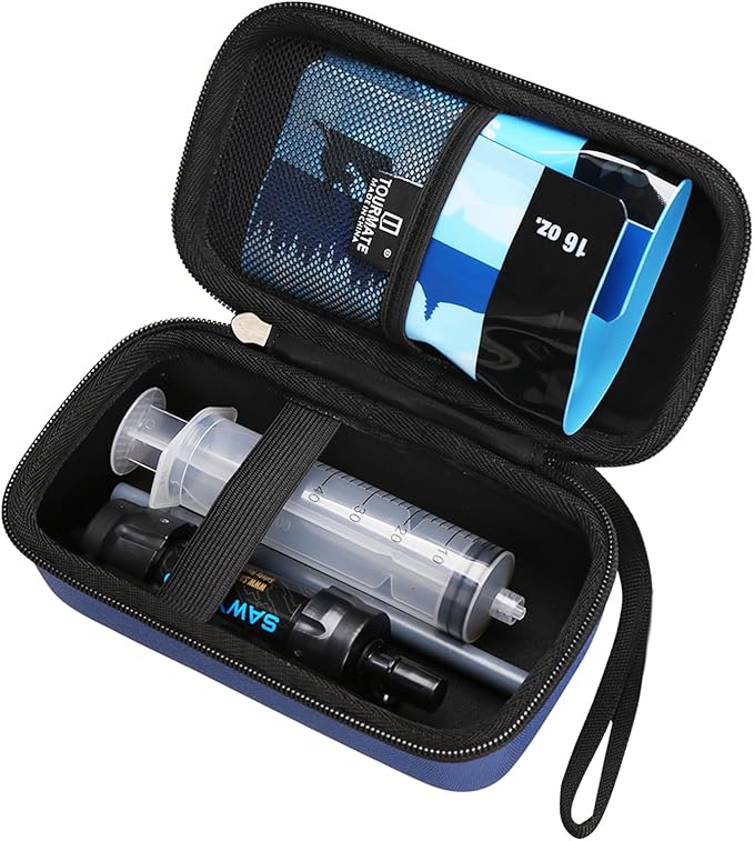 Tourmate Water Filter for Sawyer Products Mini Water Filtration System, Protective Carrying for Drinking Straw, Squeeze Pouch and Other Accessories (Blue)