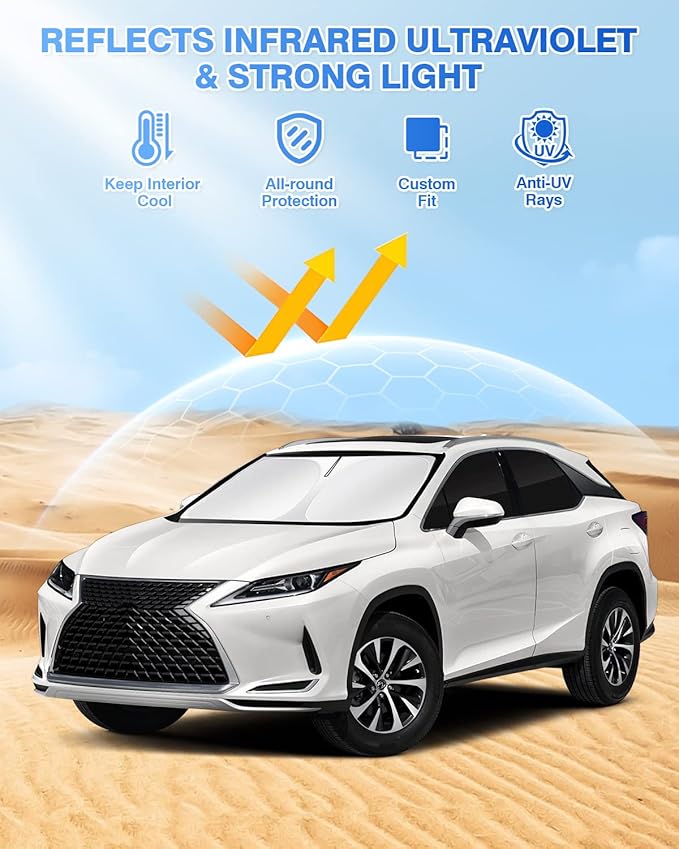 Canvcle Sunshades for 2016-2022 Lexus RX Accessories Windshield Sun Shade Side Rear Window Shade Cover Sun Visor Shield Privacy Protection for Camping Keep Vehicle Cool Black 6PCS