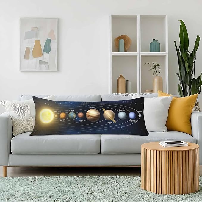 20"X54" Body Pillow Case Solar System, Galaxy Planet Outer Universe Space Side Sleeper Body Pillow Covers Long Pillowcase Protector Accent Body Cushion Cover for Couch Bed Sofa Car