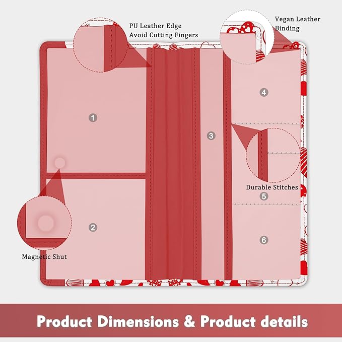 Car Registration and Insurance Holder, with Magnetic Closure for License, Cards and Documents, All Vehicle Needs and Car Accessories (Heart)