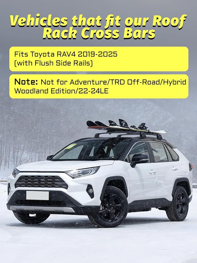 Rav4 2019-2025 Lockable Roof Rack Cross Bars, Black Aluminum Roof Rack, Fit Flush Side Rails (Not for Adventure/TRD Off-Road/Hybrid Woodland Edition/22-24LE)