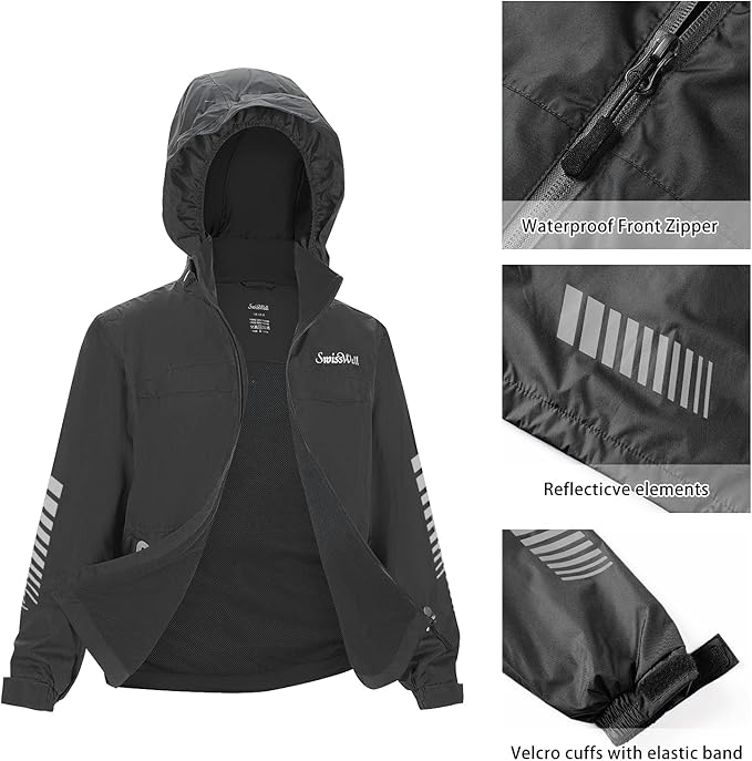 SWISSWELL Kids Rain Gear Boys Girls Youth Waterproof Rain Suit Breathable Reflective Raincoat and Pants
