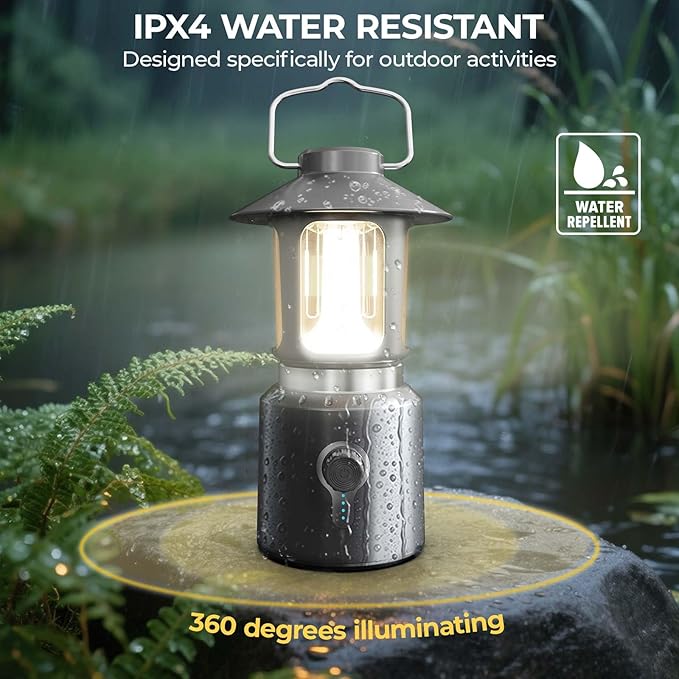 LED Camping Lantern, 8000mAh Telescopic Vintage Rechargeable Lantern, Dual Light Source & 3 Light Modes (2000K-6500K), 360° Lighting Emergency Lights for Camping, Home Power Outage, Hurricane, Hiking