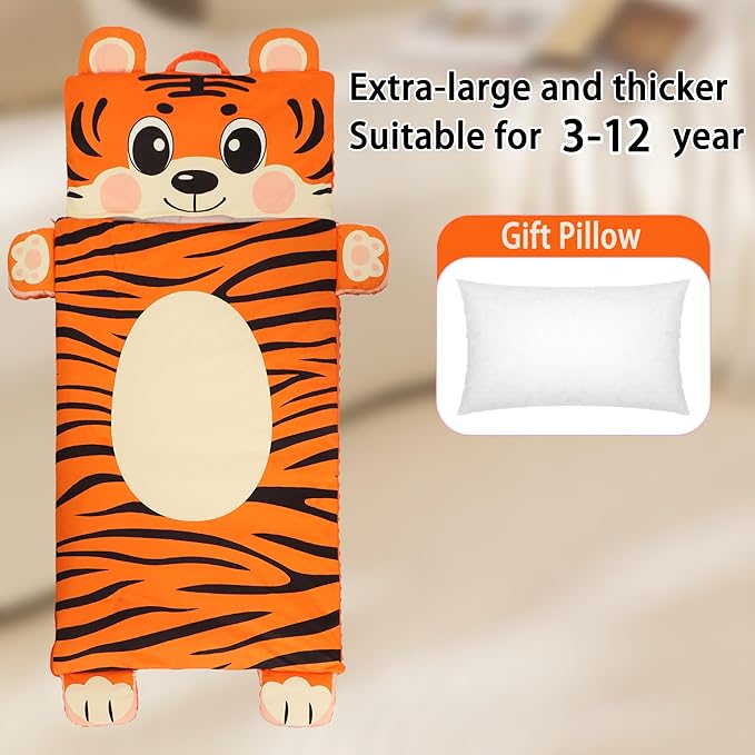 Wizland Sleeping Bag for Kid-Thick Cut Flannel School Mat for Boys and Girls Kindergarten Portable Nap Mats Super Soft, Warm, Cozy, 3.3 Lbs Thickened, 61.8"×28.3" Kid Gift for 3 4 5 6 7 8 9