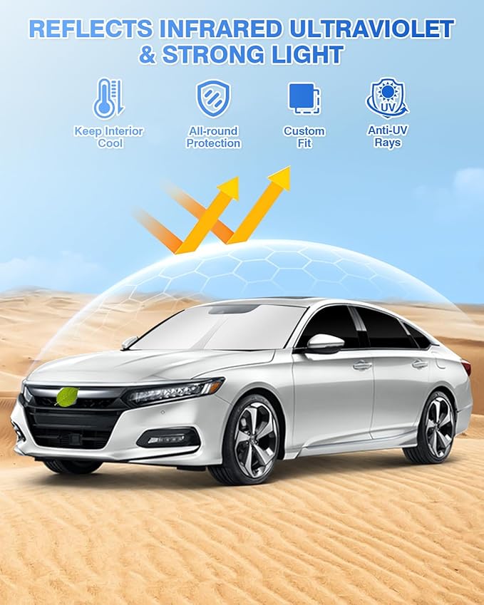 Canvcle Windshield Sunshades for Honda Accord 2018-2022 Side Rear Window Shade Cover Set Window Sun Visor Blocker Privacy Protection Keep Vehicle Cool Black 8PCS