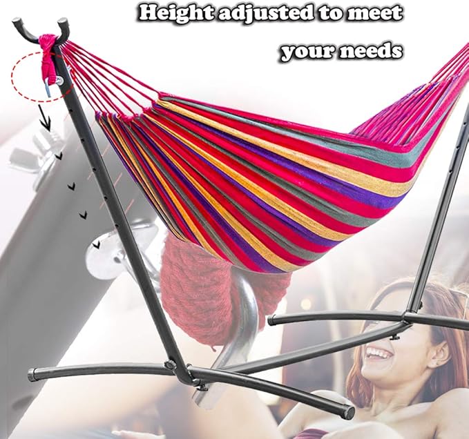 Double Hammock Stands Portable Hammock Stand Heavy Duty Steel Stand for Outdoor Patio or Indoor (Red)