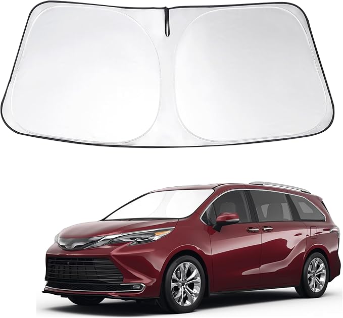 Windshield Sun Shade Custom Fit 2021 2022 2023 2024 2025 2026 Toyota Sienna Mini Van Accessories Front Window Sunshade Windshield Cover Keep Your Car Cooler