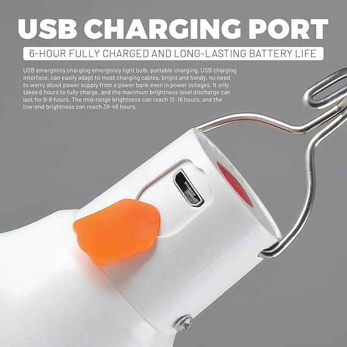 LED Camping Light, 800 lumens, Powered by Rechargeable Batteries, White Portable Pendant Lights, Waterproof (2.2IN-4)