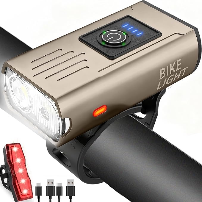Victoper Bike Light, High Lumens Super Bright Bicycle Lite, 6+4 Modes USB Rechargeable Bike Headlight & Taillight Set, Waterproof Safety Bike Front & Rearlight for Road, Mountain, Night Riding