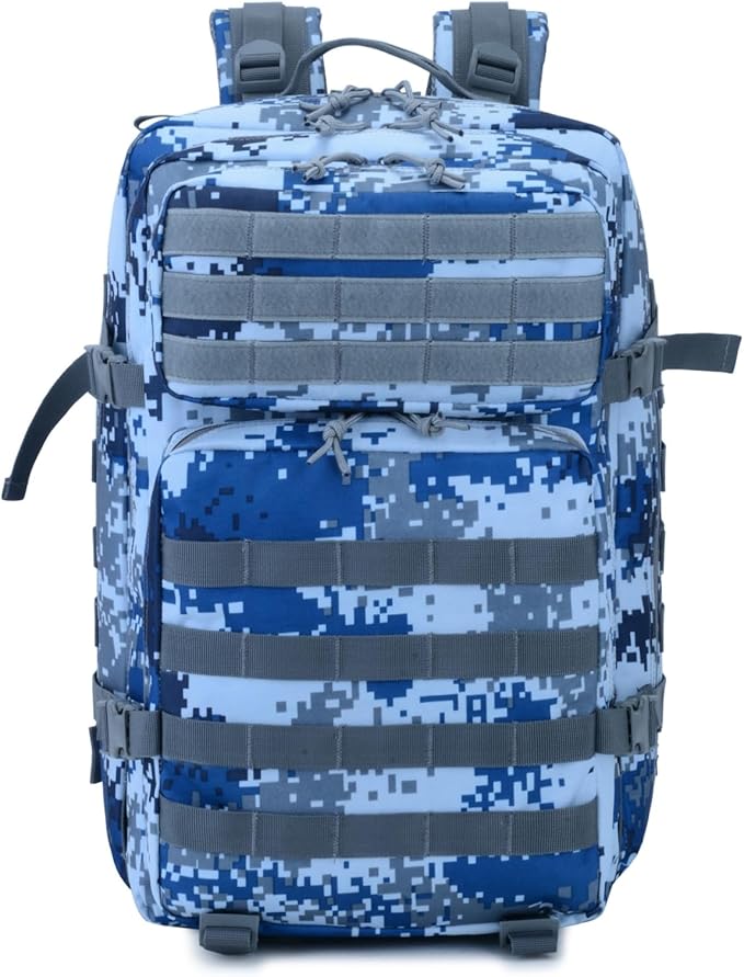 45L Military Tactical Backpack for Men & Women Bug Out Bag Assault pack Molle Daypack Hiking Trekking Rucksack(Navy Digital)