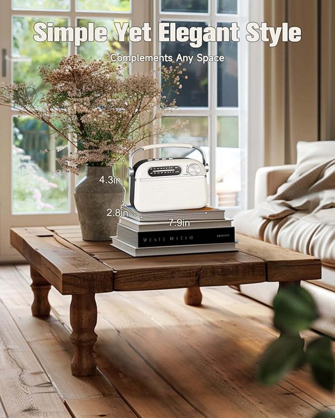 PRUNUS J-130 Radio Portable AM FM, for Dad and Mom, AC Power,Battery Operated/Rechargeable Radio for Emergency Use, Vintage Radios with Bluetooth for Outdoor/Home/Gift