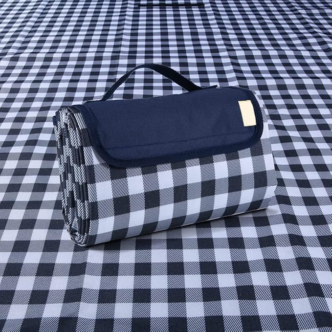 LRUUIDDE Extra Large Picnic Blanket Beach Blankets, Outdoor Foldable Waterproof Sand Mat for Beach Camping Hiking Travel Family Concerts Grass Park Music Festival Lawn Mats (Dark Blue, 80x60inch)