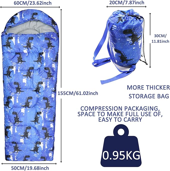 Kids Sleeping Bags - Camping Sleeping Bags with Carry Bag - Compact Sleeping Bag for Hiking, Backpacking 3 Season Warm & Cool Weather, Lightweight Waterproof Outdoor Travel for Boys Girls