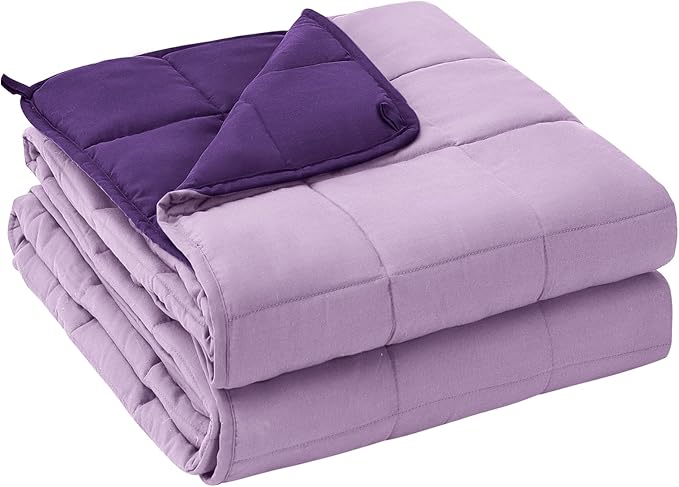 yescool Weighted Blanket for Adults (15 lbs, 48" x 72", Purple) Cooling Heavy Blanket for Sleeping Perfect for 140-160 lbs, Twin Size Breathable Blanket with Premium Glass Bead, Machine Washable