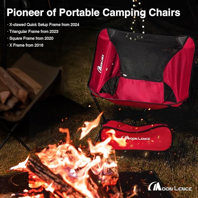 MOON LENCE Portable Camping Chair，Lightweight Backpacking Hiking Chairs,Compact,Foldable,with Anti-Sinking Large Feet for Beach,330 lbs Capacity (Green, Plus)