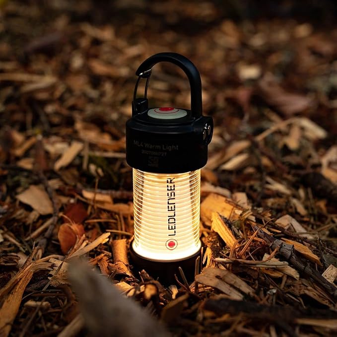 Ledlenser ML4 Warm Light Rechargeable Lantern - Black, 300 Lumens, IP66 Rated - Smart Light Headlamp & Emergency Lantern - Flexible Mount & Camping Gear Attachment