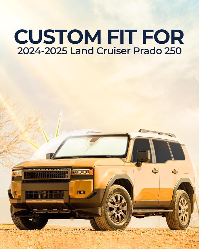 Car Window Shades for Toyota Land Cruiser Prado 250 2024-2025, 8pcs Full Coverage Window Covers Sunshades for Front, Side and Rear Windows, Privacy Window Shade Keep Vehicle Cool for Camping Napping