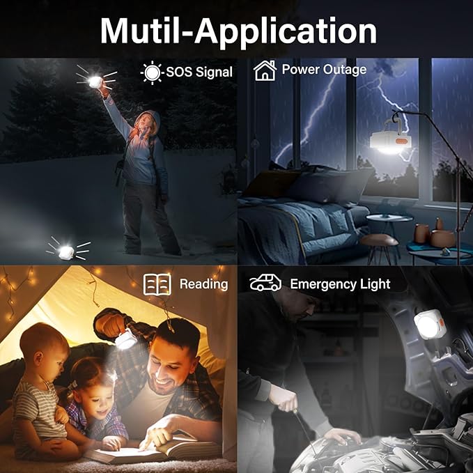 Rechargeable Camping Lights FLY2SKY 3Pcs White Tent Lights Mini Flashlight Portable LED Camping Lantern Survival Gear Camping Accessories for Hiking Backpacking Fishing Hurricane Emergency Outage