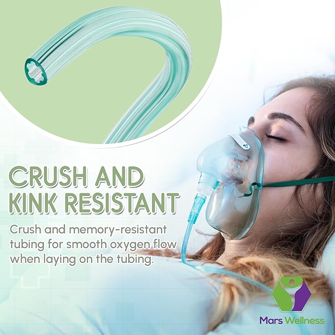 Mars Wellness Oxygen Tubing - Premium Green Crush Resistant Oxygen Tubes - 25 Foot - Pack of 10