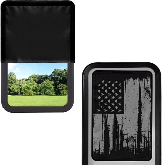 RV Door Window Shade, Grey American Flag Reflective Camper Door Window Proctive Cover Privacy Screen Window Cover for RV Trailer Camper Windows UV Protection