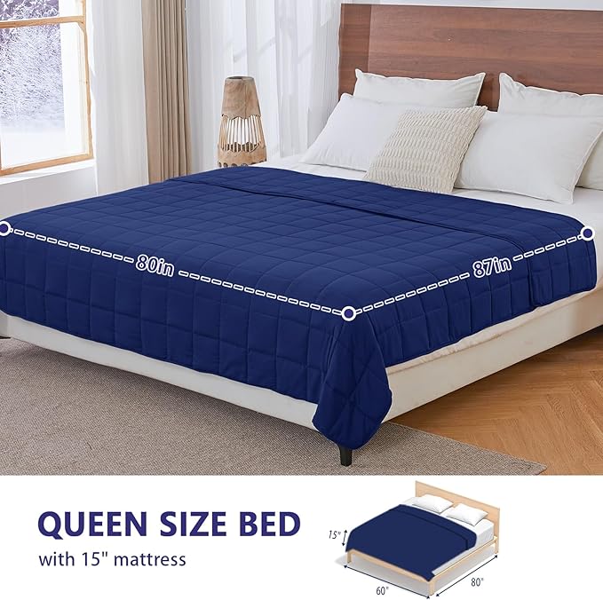 yescool King Size Weighted Blanket for Adults (30 lbs, 80” x 87”, Blue) Cooling Heavy Blanket for Sleeping Perfect for 290-310 lbs, Breathable Blanket for Adults & Couple All Season, Machine Washable