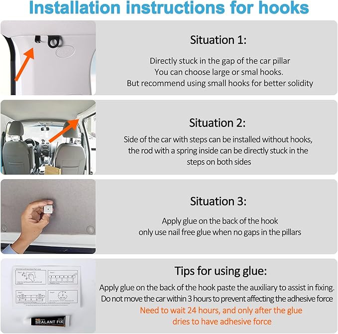 ZATOOTO Car Divider Curtain, Blackout Car Curtains with Pole for Backseat, Adjustable Length for Most Vehicles, Sedan, Vans, SUVs (5.91ft * 4.14ft)