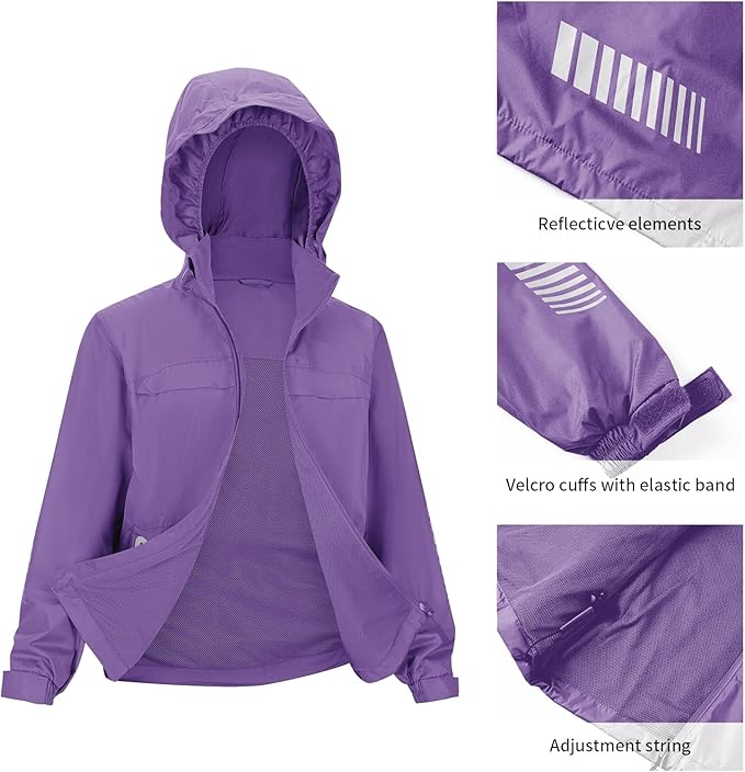 SWISSWELL Kids Rain Gear Boys Girls Youth Waterproof Rain Suit Breathable Reflective Raincoat and Pants