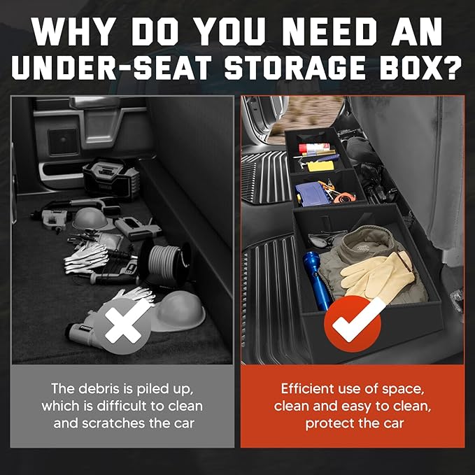 Foldable Under Seat Storage Organizer for 2019-2025 2026 Chevy Silverado/GMC Sierra 1500 & 2020-2025 2500HD/3500HD - 600D Oxford Cloth Double & Crew Cab Underseat Waterproof Tool Box Accessory