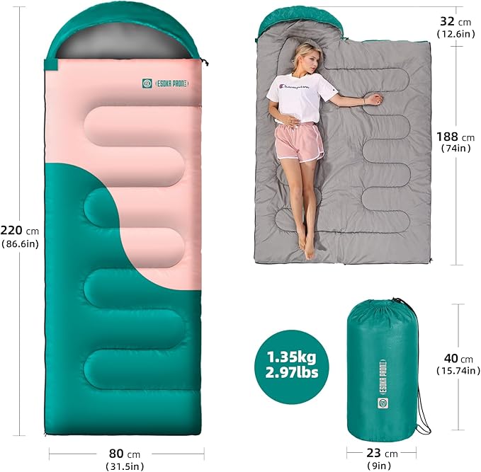 Sleeping Bags for Adults&Kids,Lightweight Waterproof Warm Weather Sleeping Bag,Compact Portable Sleeping Bag for Camping,Essentials Gear for Camping Hiking Outdoor Travel