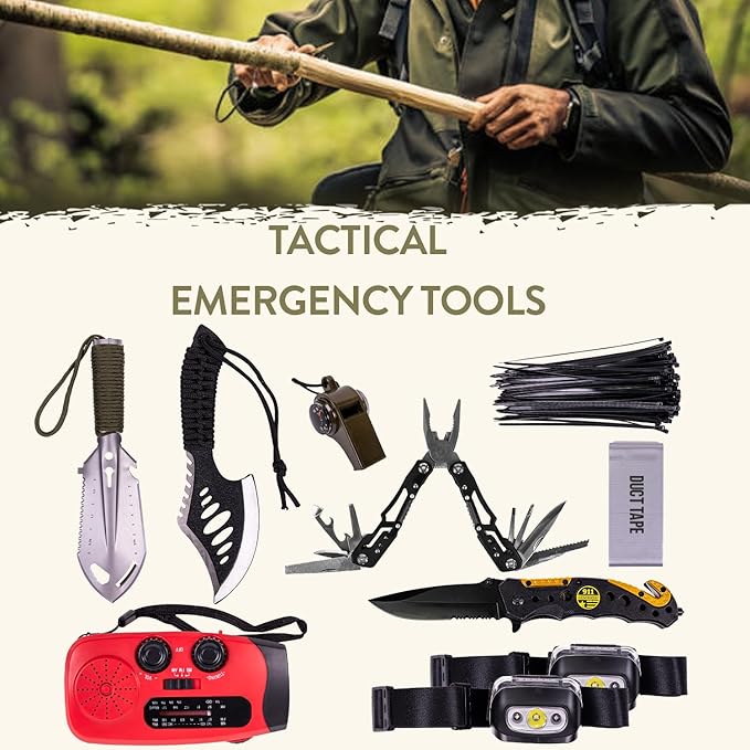 TacPreps 72-Hour Survival Kit | Emergency Bug Out Bag with First Aid, Water Filter, Food, Tools | 45L Tactical Backpack for Camping, Hiking, Outdoor Emergency Preparedness