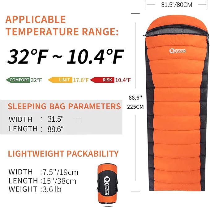 Down Sleeping Bag for Adults 600 Fill Power, Cold Weather Compact Ultralight All Seasons Sleeping Bag for Backpacking, Camping, Hiking