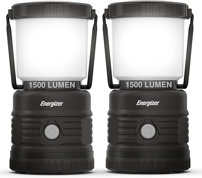 ENERGIZER LED Lantern X1500 (2-Pack), IPX4 Water Resistant Tent Lights, Super Bright Battery Powered Lanterns for Camping, Outdoors, Emergency