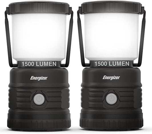ENERGIZER LED Lantern X1500 (2-Pack), IPX4 Water Resistant Tent Lights, Super Bright Battery Powered Lanterns for Camping, Outdoors, Emergency