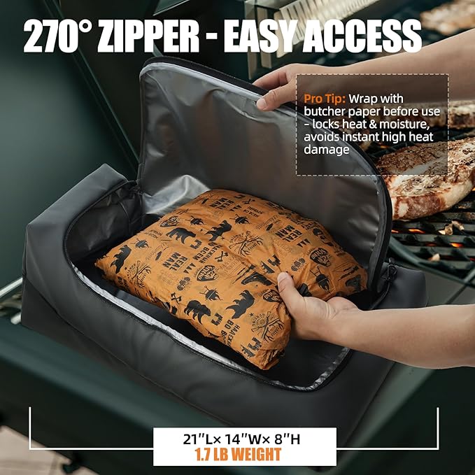 270° Opening BBQ Blanket for Resting Meat, Insulated Leak-Proof Meat Resting Bag for Brisket Turkey Pork, Smoker Accessories for Camping Kitchen Party , Anniversary Birthday Gift for Men Dad Husband