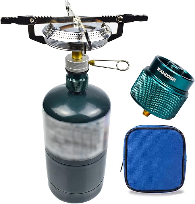 Propane Stove Portable Isobutane Camping Stove with Gas Adapter - 10,000 BTU Single Burner Backpacking Camp Stove for Hiking, Emergency, Outdoor(Include Carrying Case)