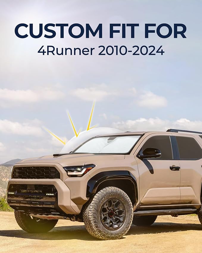 for Toyota 4Runner 2010-2024 Car Window Shades, 8pcs Privacy Sun Shade Set for Front Windshield Side and Rear Windows, Full Window Covers Keeps Vehicle Cool for Camping Napping